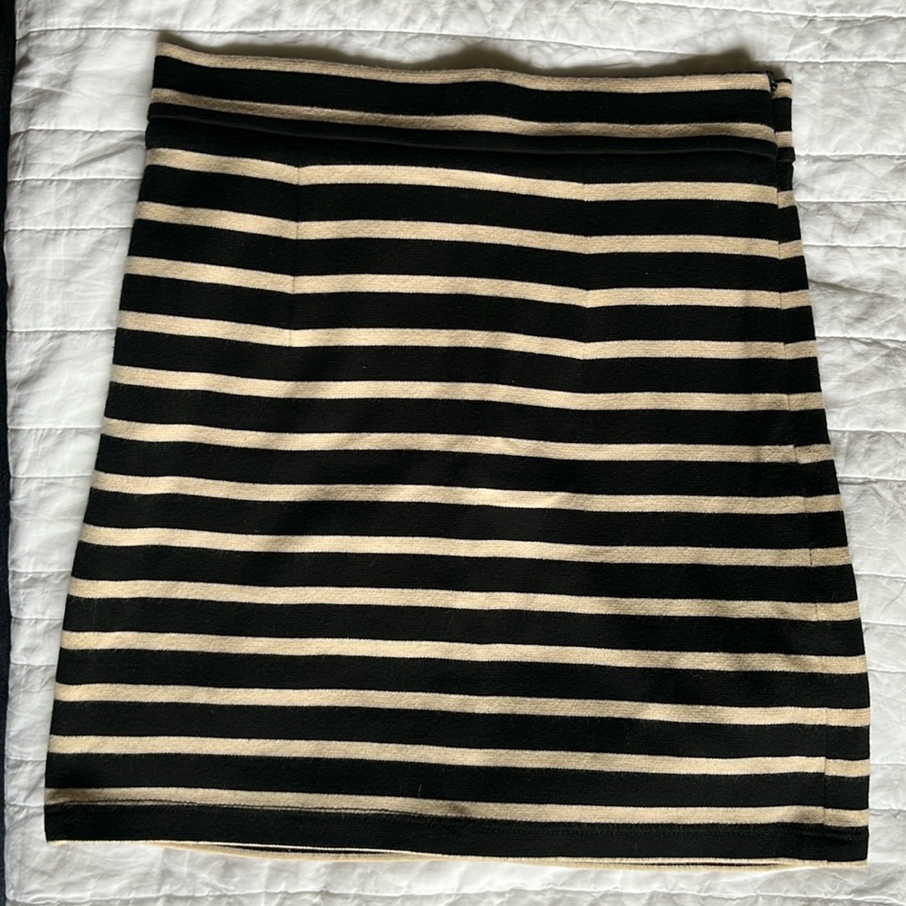 Topshop striped mini skirt black and cream